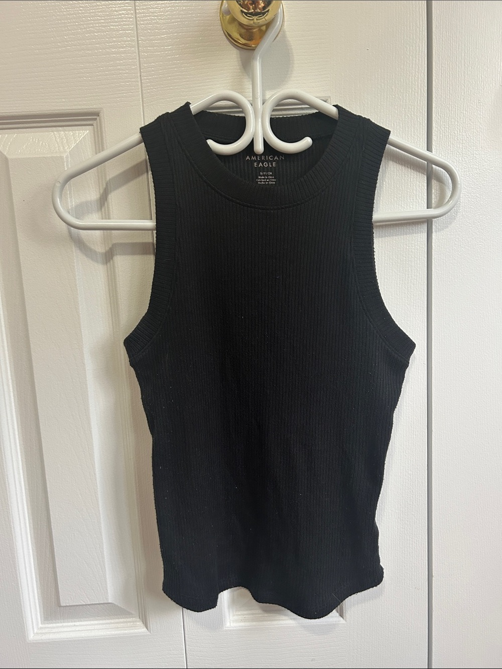 American Eagle Black Ribbed Tank